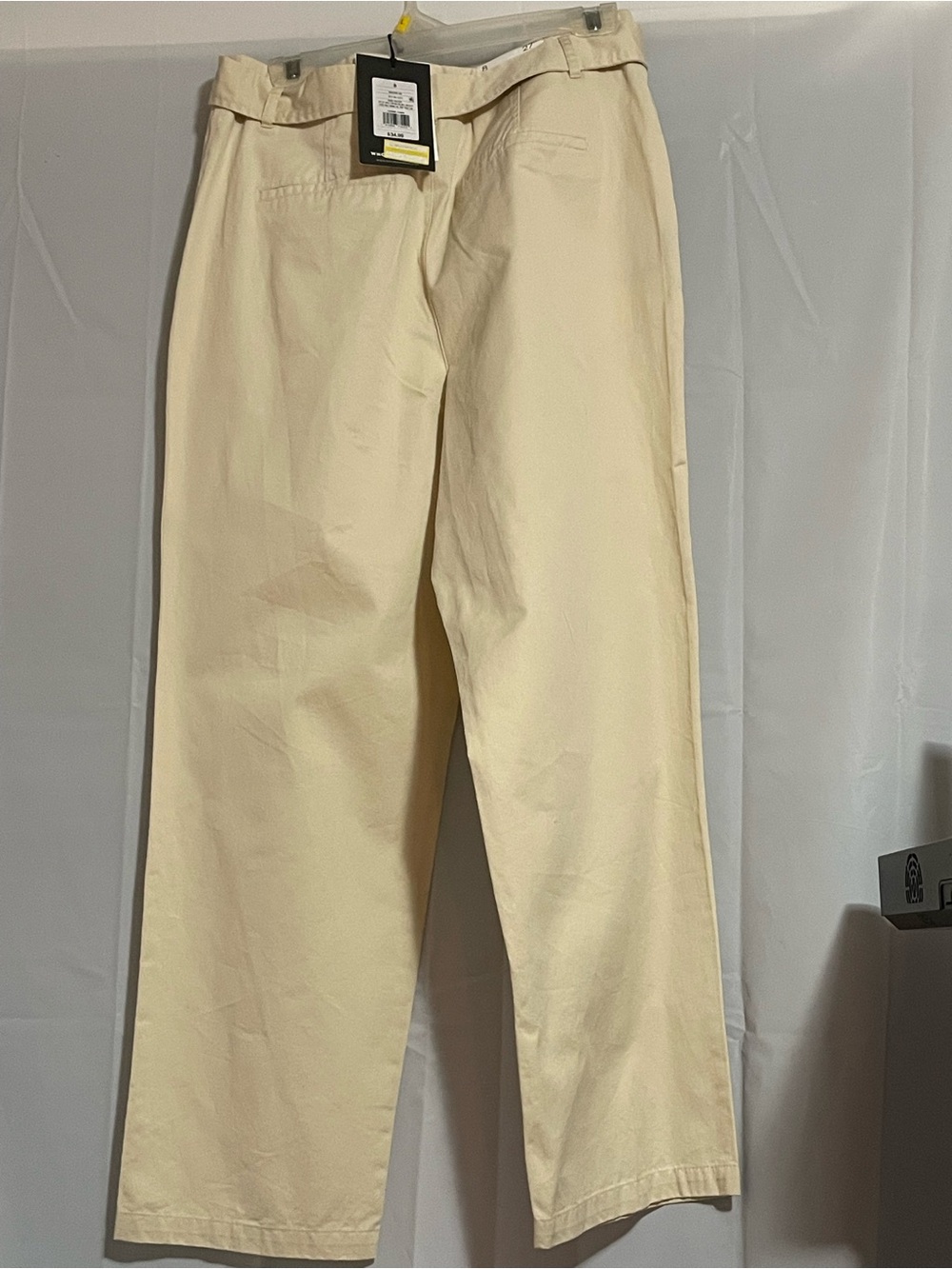 Who What Wear Cream Straight-Leg Chinos